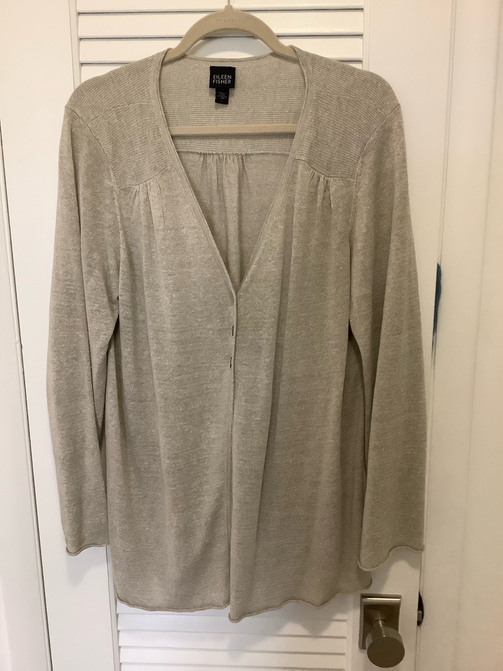 Eileen Fisher beige linen Knit Cardigan